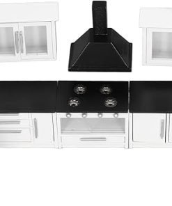7pcs 1:12 Mini Dollhouse Kitchen Cabinet Simulation Life Scene Dollhouse Modern Kitchen Set