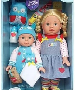 Member’s Mark Back to School Siblings 13 inch and 16 inch Dolls with Accessories (Blonde Hair, and Blue Eyes)