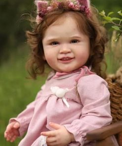 Pinky Reborn Baby Dolls 25 inch 65cm Silicone Vinyl Girls Reborn Toddler Baby Doll Rooted Hair Realistic Real Lifelike Looking Newborn Dolls for Age 3+ 2