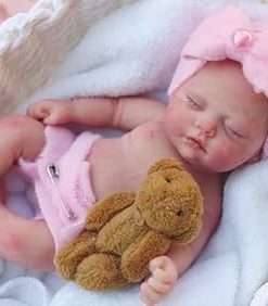Mire & Mire Reborn Baby Dolls 7″ Miniature Silicone Full Body Baby Soft Skin Mini Realistic Baby Dolls Real Life Tiny Baby Doll with Feeding Accessories