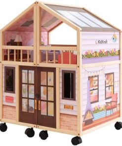 So Darling Wooden Dollhouse on Wheels, Open & Close with 29 Accessories 2