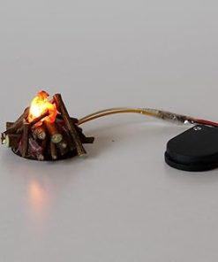 Miniature fire Led light dollhouse 1:12 scale. Camping fireplace with wood cookstove 2