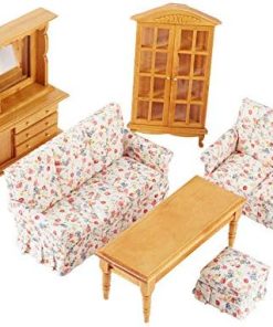 Factory Direct Craft Dollhouse Miniature Floral Living Room Set – Vintage Find | Package of 6 Pieces for Holiday, Seasonal Crafting, Decorating and Displaying