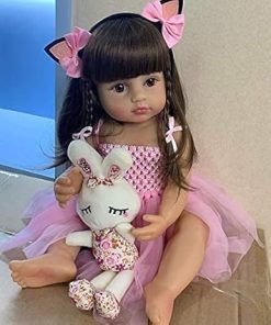 Anano Realistic Reborn Baby Doll Girl Full Body Silicone, Cute Anatomically Correct Girl Doll with Dress