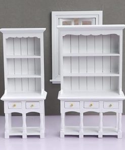 AirAds Dollhouse Furnitures 1:12 Scale Dollhouse Miniature Wood Hutch Display Cupboard Cabinet White Furniture (Set 2) (Set 2)