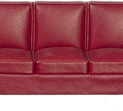 Melody Jane Dolls Houses Dollhouse RS Burgundy Leather 3 Seater Sofa Miniature Living Room Furniture 2