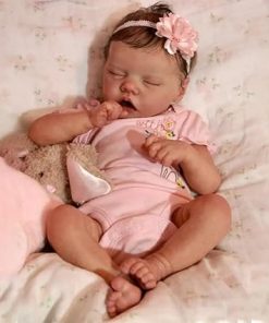 Pinky Reborn Baby Dolls 18 Inch Sleeping Girl Realistic Newborn Baby Dolls Full Vinyl Silicone Body Poseable Dolls Anatomically Correct with Clothes and Toy Accessories for Ages 3+ 2