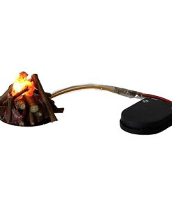 Miniature fire Led light dollhouse 1:12 scale. Camping fireplace with wood cookstove