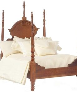Dollhouse Miniature 1:12 Scale Walnut 4-Poster Bed #T6381