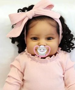 Angelbaby Reborn Real Life Baby Dolls 24inch Soft Silicone Realistic Weighted Dark Brown Skin Newborn Reborn Toddler Girl Doll Detailed Toys for Children Gifts 2