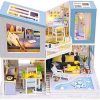 3D Assembled Handmade House DIY Doll House Kit, Mini Cabin with LED Lights, Can Be Used As Dollhouse Puzzle Challenge Gift