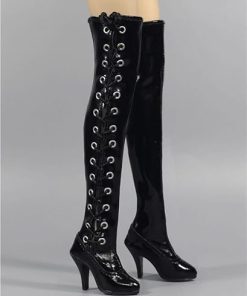 1/6 Scale Female Soldier Model Figure Doll Shoes Knee High Boots Thigh High Heel Boots for 12 Inch Movable Doll Action Figure Accessories Doll(Black)