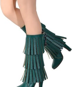 1/6 Scale Female Soldier Model Figure Doll Shoes Leather High Heels Boots KZ02 for 12″ Movable Doll Action Figure，Doll Miniatures Accessories Doll(Green)