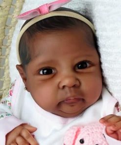 19 inch Reborn Baby Dolls Black Girl – African American Silicone Reborn Doll Realistic Newborn Weighted Baby Doll That Look Real Toddler Kids Birthday Gifts Dolls Toys & Accessories 2