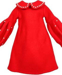 Proudoll 1/3 BJD Doll Clothes Outfit Set – Handcrafted Stylish Red Dress, Beret, Wig, Leather Bag & Boots, Compatible with 1/3 60cm 24in SD Dolls 2