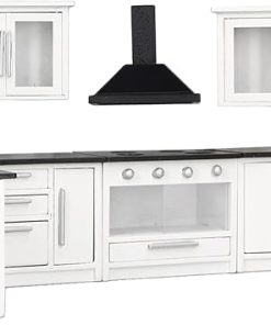 7pcs 1:12 Mini Dollhouse Kitchen Cabinet Simulation Life Scene Dollhouse Modern Kitchen Set 2