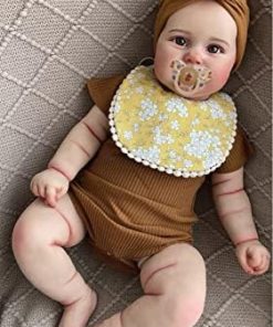 Anano Lifelike Newborn Baby Doll 24 Inch Real Reborn Toddler Reborn Silicone Baby Doll Realistic Veins 3D Hand Paint Multilayer Maddie Smiling with Pudgy Limbs