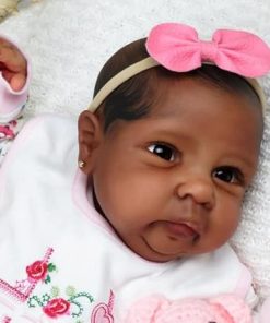 19 inch Reborn Baby Dolls Black Girl – African American Silicone Reborn Doll Realistic Newborn Weighted Baby Doll That Look Real Toddler Kids Birthday Gifts Dolls Toys & Accessories