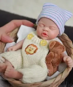 7 Inch Mini Silicone Baby, Reborn Baby Dolls Silicone Full Body Girl, Realistic Newborn Baby Dolls Silicone Full Body with Feeding Accessories