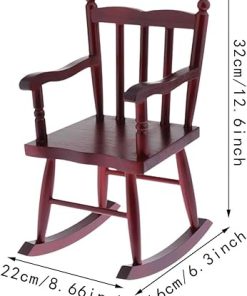 pistro Wooden Dollhouse Rocking Chair, 1/4 Scale Miniature Doll Furniture, BJD Dollhouse Accessories, Decorative Wooden Rocking Chair for Life Scenes 2