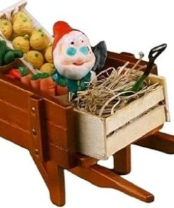 Melody Jane Dolls Houses Dollhouse Wheelbarrow with Gnome & Produce Miniature Garden Accessory 1:12