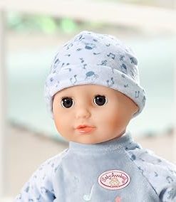 Zapf Creation 709887 Little Alexander 36 cm – weiche Puppe mit Stoffkörper, Blauer Strampler, Blaue Schlafaugen und Fläschchen. 2
