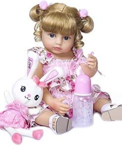 22 inch Reborn Baby Dolls Full Body Silicone Vinyl Reborn Toddler Dolls Reborn Baby Girls Clothes Outfits Accessories Festival Birthday Gift Sets for Children Age 3+ 2