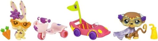 Littlest Pet Shop Pets on the Go Two-Pack ~ #1843 Monkey with Race Car and #1845 Bunny with Scooter - Image 2