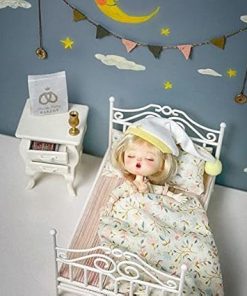 Metal Miniature Dollhouse Furniture Princess Bed Miniature Scene Props Size Suitable for 1:12 Scale Dollhouse Decoration Dollhouse Accessories Color White (White) 2