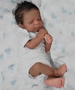 Anano Reborn Black Baby Dolls Silicone Full Body Washable 18 Inch Soft African American Baby Doll Lifelike Biracial Boy Brown Skin Realistic Newborn Babys Doll Curly Hair