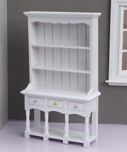 AirAds Dollhouse Furnitures 1:12 Scale Dollhouse Miniature Wood Hutch Display Cupboard Cabinet White Furniture (Set 2) (Set 2) 2