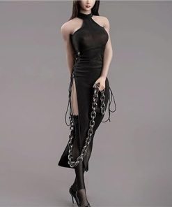 1/6 Scale Figure Doll Clothes, Sleeveless Long Dress Underwear Stockings Chain Clothing Costume for 12 inch Female Action Figure Accessories Doll