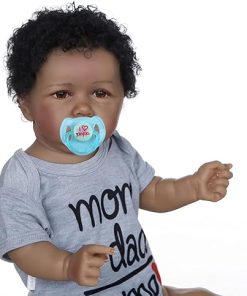 Anano Body Silicone Reborn Toddler Dolls 22 inch Anatomically Correct Reborn Boy Doll African American Boy Reborns Birthday Gifts for 5 Years and Above 2