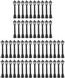 Artibetter 60pcs Pathway Garden Pot Railroad Ornaments Lamps Fairy House DIY Miniature Simulated Decor Dollhouse Scenes for Train Cm Lighting Black Ornament Street Miniatures