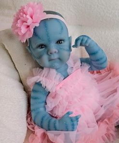 18 Inch Realistic Reborn Baby Dolls Avatar Girl Soft Silicone Full Vinyl Body Lifelike Newborn Baby Dolls Handmade Real Life Preemie Babies Doll Gifts for Kids Age 3+