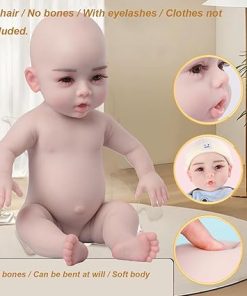 YRZGSAWJ 14 Inch Silicone Reborn Baby Dolls Full Body Platinum Squishy Baby Girl Realistic Newborn Baby Dolls(Nude) 2