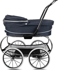 Valco Baby Classic Denim Blue Bassinet Doll Stroller – Timeless Design, Removable Bassinet, Perfect for Imaginative Play 2