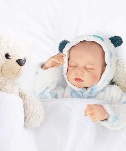 Reborn Baby Dolls, 18inch Closed-Eye Reborn Baby Doll Silicone Full Body, Realistic Dolls with Bottle, Magnetic Pacifier & Diaper, Gifts for Age 3+ Boys Girls Birthday Children’s Day
