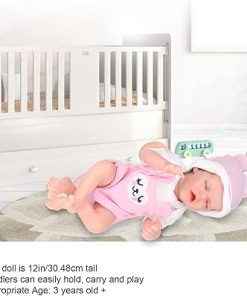 Doll, 12in Girl Doll Lovely Long Eyelashes Soft Silicone Sleeping Toy for Kids Birthday GiftHumanDoll 2