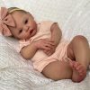 17 Inch Reborn Baby Dolls Girl, Realistic Newborn Eyes Open Doll with Clothes + Hair Accessories + Pacifier + Diapers for 3+ Years Old Kids