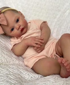 17 Inch Reborn Baby Dolls Girl, Realistic Newborn Eyes Open Doll with Clothes + Hair Accessories + Pacifier + Diapers for 3+ Years Old Kids