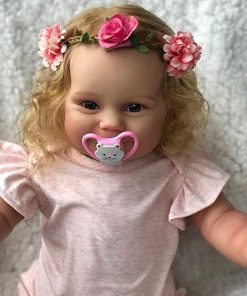 Pinky Reborn Baby Doll 20 Inch Newborn Baby Dolls Toddler Girl with Blonde Hair Realistic Doll Handmade Veins Silicone Reborn Dolls for Age 3+ 2