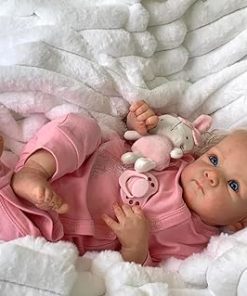 18″ Lifelike Reborn Baby Dolls Silicone Vinyl Full Body Waterproof Real Life Baby Dolls Girl Realistic Anatomically Correct Baby Doll Blue Eyes for Kids Gifts 2