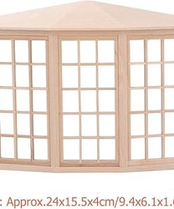 Dollhouse Bay Window, 1/12 Dollhouse Bay Window Exquisite Miniature Wooden 45 Degree Corner 3 Sided Window Model for DIY 2