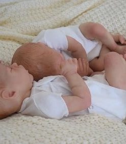 Pinky Reborn Baby Dolls Twins 18 inch Silicone Full Body Newbron Baby Doll Reborn Preemie Baby Girl Dolls Toy Accessories Birthday Gift for Age 3+ 2