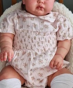 Angelbaby 24 Inch Big Reborn Baby Doll Toddler Girl Real Looking New Born Baby with Chubby Face Lifelike Soft Silicone Weighted Doll Lifelike Sleeping Bebes Reborn Detailed Handmade Toy Gifts