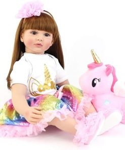 24 inch Reborn Toddler Real Baby Doll Reborn Baby Dolls Toddler Realistic Like Life Toddler Reborn Silicone Doll Long Hair for Girls Boys Playtime