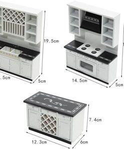 1:12 Modern Kitchen Miniature Dollhouse Accessories,Wood Dollhouse Furniture Kit,Pack of 3 2