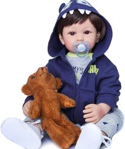 Ninonina Lifelike Reborn Toddler Dolls 24 inch Soft Cloth Body Silicone Baby Doll with Hair Look Real Cute (Boy)
