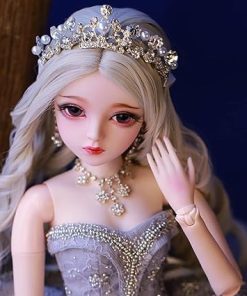 Oversized Wedding Dress, Hand Painted Customized 1/3 BJD Doll, SD Dolls 23.6 Inch 18 Ball Jointed Body with Clothes Outfit Shoes Wig Hair Makeup, Pretty Long Dress (6#) 2